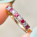 Vintage Ruby and Diamond 18ct Yellow Gold Half Eternity Ring (0.33ct)
