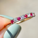 Vintage Ruby and Diamond 18ct Yellow Gold Half Eternity Ring (0.33ct)