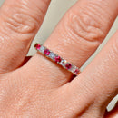 Vintage Ruby and Diamond 18ct Yellow Gold Half Eternity Ring (0.33ct)