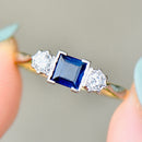 1920s Sapphire and Old-Cut Diamond 18ct Yellow Gold Three-Stone Ring (0.62ct)