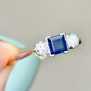 1920s Sapphire and Old-Cut Diamond 18ct Yellow Gold Three-Stone Ring (0.62ct)