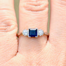 1920s Sapphire and Old-Cut Diamond 18ct Yellow Gold Three-Stone Ring (0.62ct)