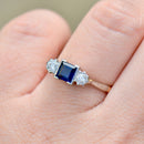 1920s Sapphire and Old-Cut Diamond 18ct Yellow Gold Three-Stone Ring (0.62ct)