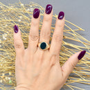 Vintage 1980s Bloodstone 9ct Yellow Gold Signet Ring