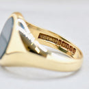 Vintage 1980s Bloodstone 9ct Yellow Gold Signet Ring