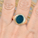 Vintage 1980s Bloodstone 9ct Yellow Gold Signet Ring