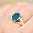 Vintage 1980s Bloodstone 9ct Yellow Gold Signet Ring