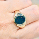 Vintage 1980s Bloodstone 9ct Yellow Gold Signet Ring