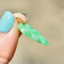 Vintage Carved Jade Leaf 14ct Yellow Gold Pendant