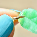 Vintage Carved Jade Leaf 14ct Yellow Gold Pendant
