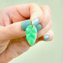 Vintage Carved Jade Leaf 14ct Yellow Gold Pendant
