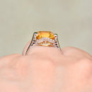 Vintage Golden Yellow Citrine 18ct White Gold Dress Ring (4.43cts)