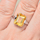 Vintage Golden Yellow Citrine 18ct White Gold Dress Ring (4.43cts)