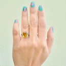 Vintage Golden Yellow Citrine 18ct White Gold Dress Ring (4.43cts)