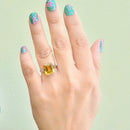 Vintage Golden Yellow Citrine 18ct White Gold Dress Ring (4.43cts)