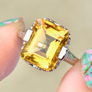 Vintage Golden Yellow Citrine 18ct White Gold Dress Ring (4.43cts)