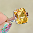 Vintage Golden Yellow Citrine 18ct White Gold Dress Ring (4.43cts)