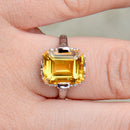 Vintage Golden Yellow Citrine 18ct White Gold Dress Ring (4.43cts)