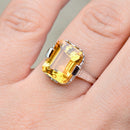 Vintage Golden Yellow Citrine 18ct White Gold Dress Ring (4.43cts)