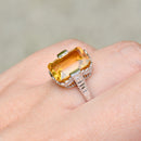 Vintage Golden Yellow Citrine 18ct White Gold Dress Ring (4.43cts)