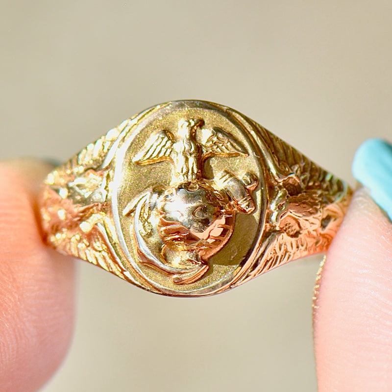 Vintage US Marine Corps Military Signet Ring