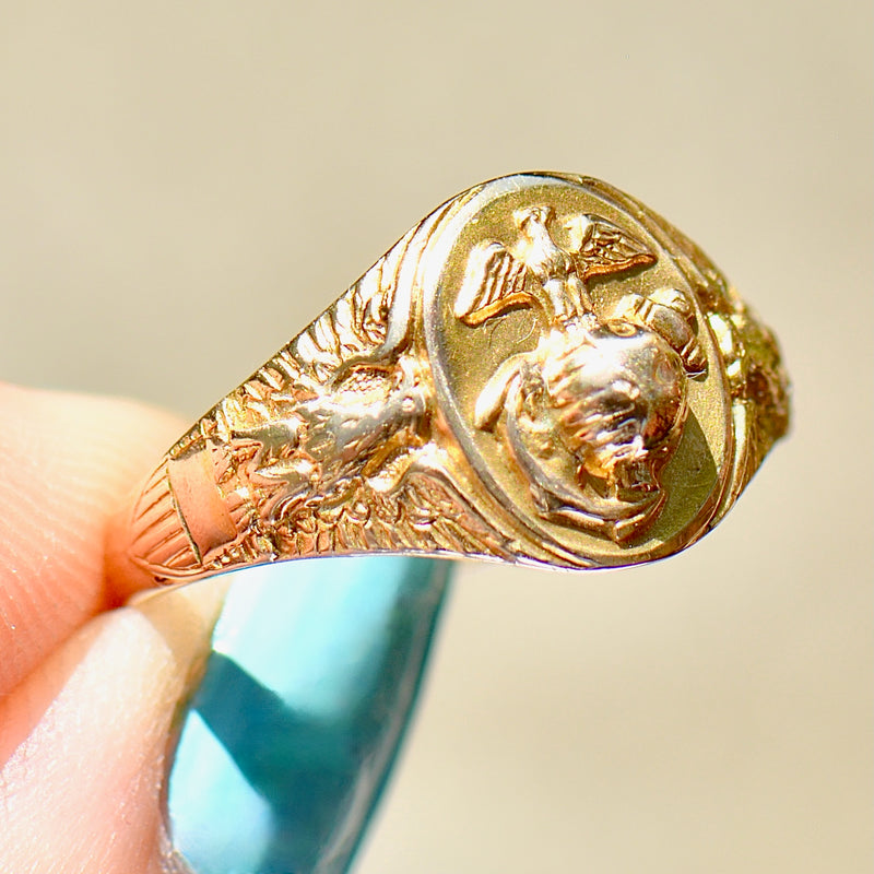 Vintage US Marine Corps Military Signet Ring