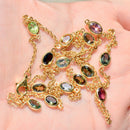 Multi-Coloured Tourmaline Gold Plated Silver Necklace (6.30cts)