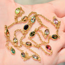 Multi-Coloured Tourmaline Gold Plated Silver Necklace (6.30cts)