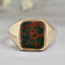Rectangular Bloodstone 9ct Yellow Gold Signet Ring