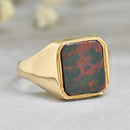 Rectangular Bloodstone 9ct Yellow Gold Signet Ring