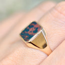 Rectangular Bloodstone 9ct Yellow Gold Signet Ring