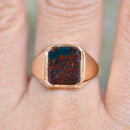 Rectangular Bloodstone 9ct Yellow Gold Signet Ring
