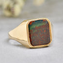 Rectangular Bloodstone 9ct Yellow Gold Signet Ring