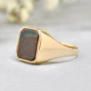 Rectangular Bloodstone 9ct Yellow Gold Signet Ring