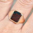 Rectangular Bloodstone 9ct Yellow Gold Signet Ring