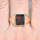 Rectangular Bloodstone 9ct Yellow Gold Signet Ring