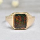Rectangular Bloodstone 9ct Yellow Gold Signet Ring