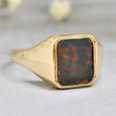 Rectangular Bloodstone 9ct Yellow Gold Signet Ring