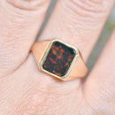 Rectangular Bloodstone 9ct Yellow Gold Signet Ring