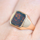 Rectangular Bloodstone 9ct Yellow Gold Signet Ring
