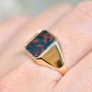Rectangular Bloodstone 9ct Yellow Gold Signet Ring