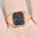 Rectangular Bloodstone 9ct Yellow Gold Signet Ring