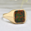 Rectangular Bloodstone 9ct Yellow Gold Signet Ring