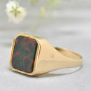 Rectangular Bloodstone 9ct Yellow Gold Signet Ring