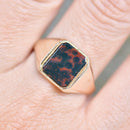 Rectangular Bloodstone 9ct Yellow Gold Signet Ring