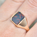 Rectangular Bloodstone 9ct Yellow Gold Signet Ring