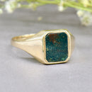 Rectangular Bloodstone 9ct Yellow Gold Signet Ring
