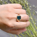 Rectangular Bloodstone 9ct Yellow Gold Signet Ring