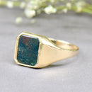 Rectangular Bloodstone 9ct Yellow Gold Signet Ring