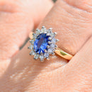 Cornflower Blue Sapphire & Diamond 18ct Yellow Gold Halo Ring (1.25cts)